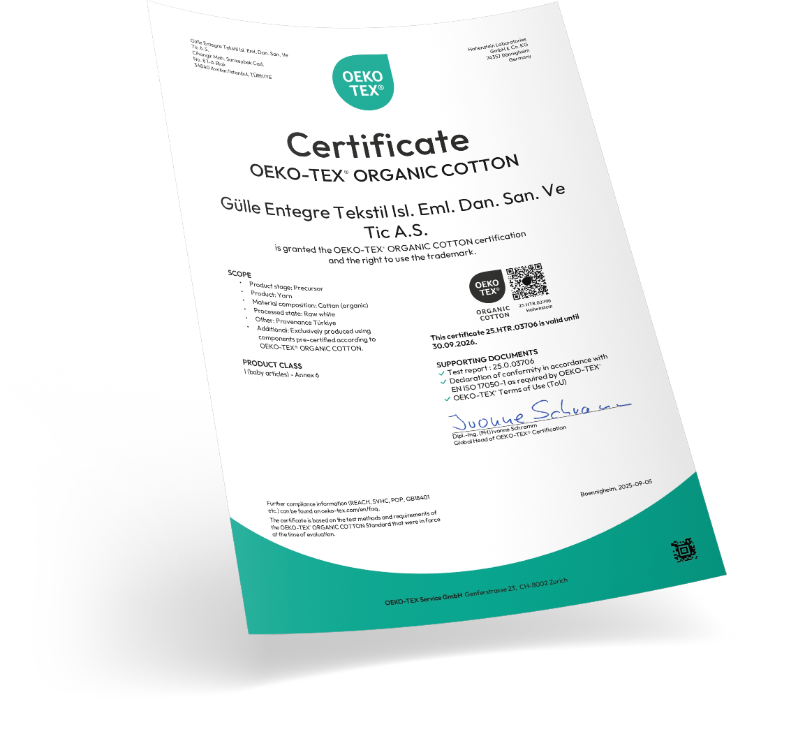 Gülle Tekstil | Certificates