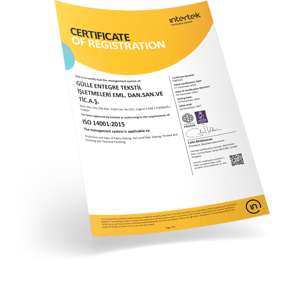 Gülle Tekstil | Certificates