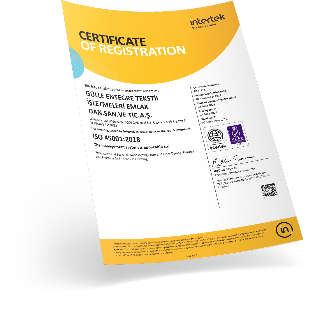 Gülle Tekstil | Certificates