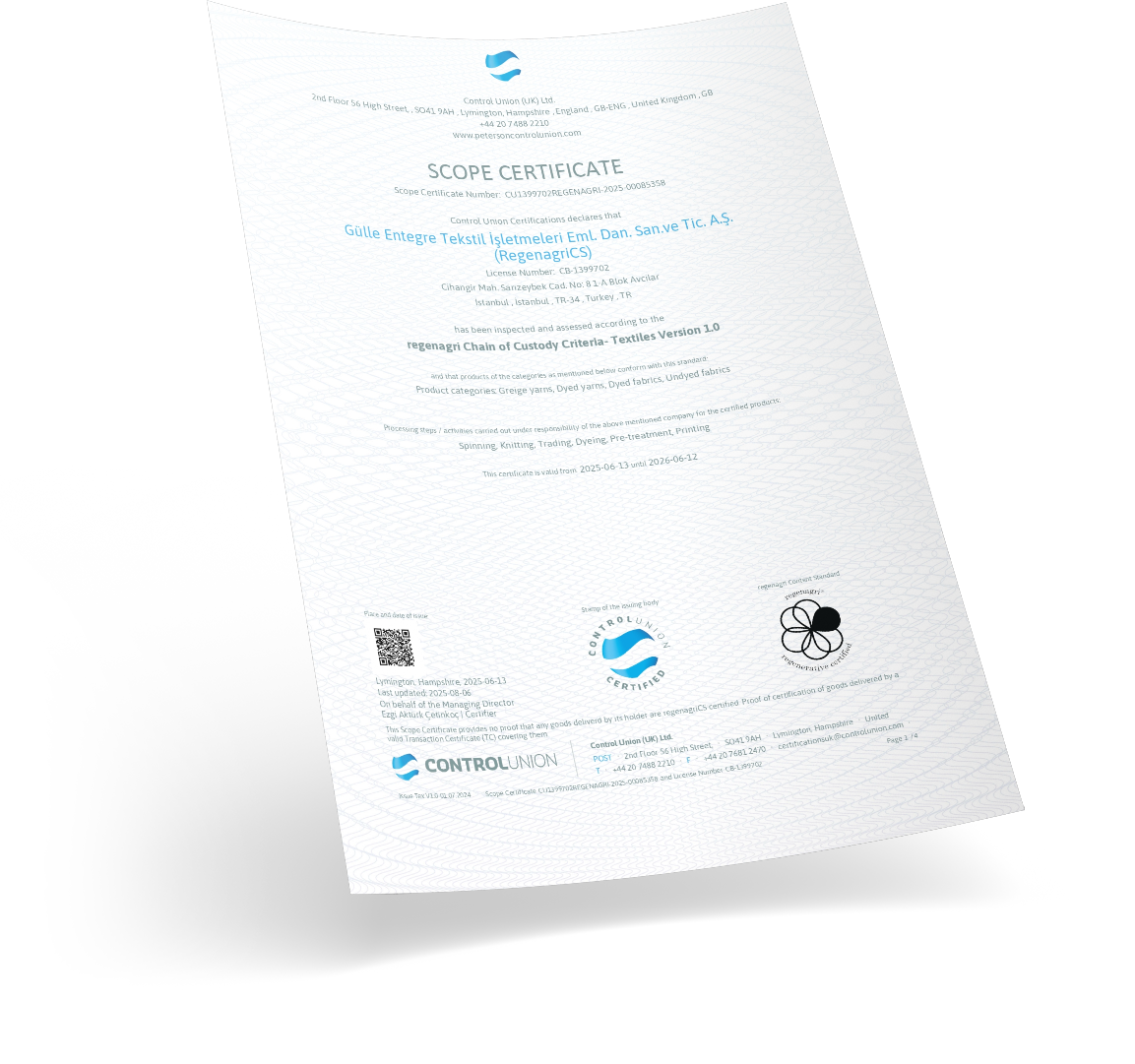 Gülle Tekstil | Certificates